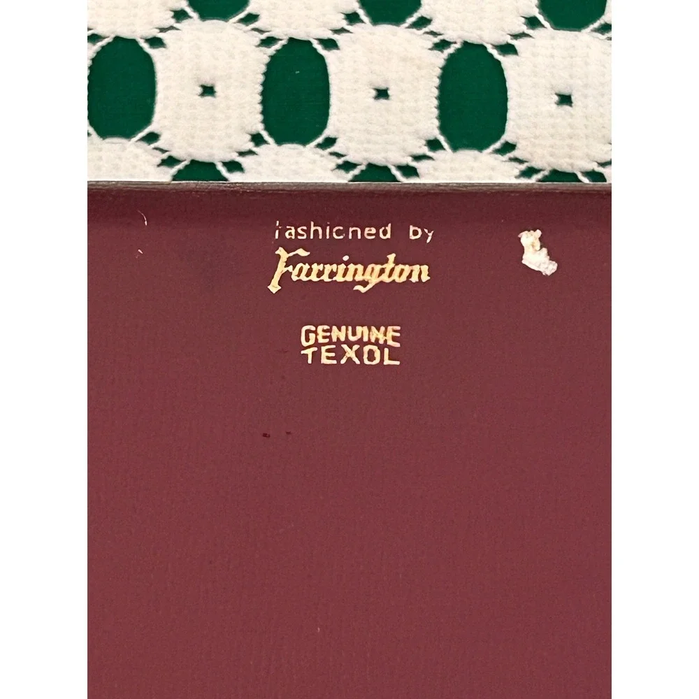 Vintage Farrington Faux‎ Leather Jewelry Box Set Gold Filigree Monogram with Key